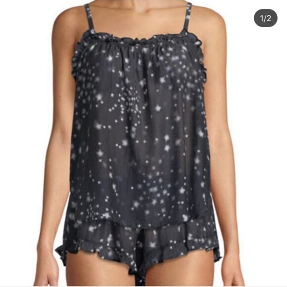 Xirena Star Print Cotton Tank Navy M - Picture 1 of 7